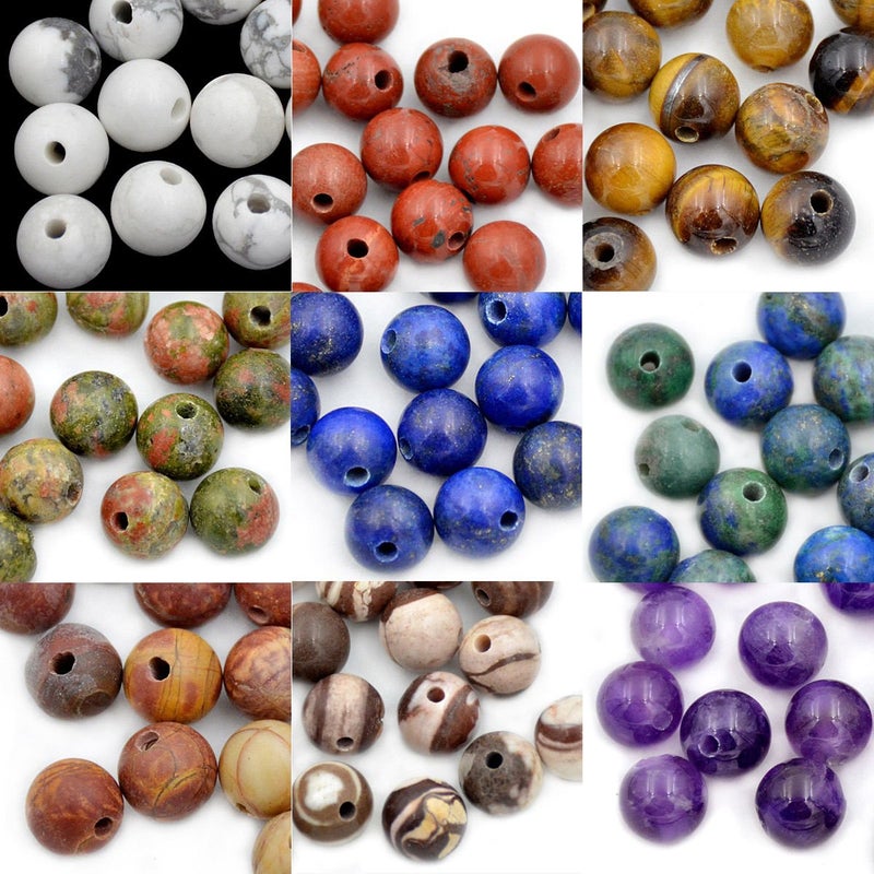 AD Beads Natural Gemstone 10mm Round Loose Beads Big Hole 2mm Sized 30pcs (White Pearl) - Image 4